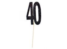 טופר לעוגה יום הולדת 40 - שחור גליטר